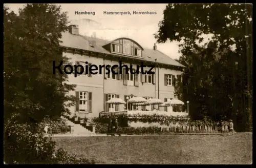 ALTE POSTKARTE HAMBURG HAMMERPARK HERRENHAUS HAMMER PARK HAMM STEMPEL DIN WERBUNG STATT QUART UND FOLIO AK postcard cpa