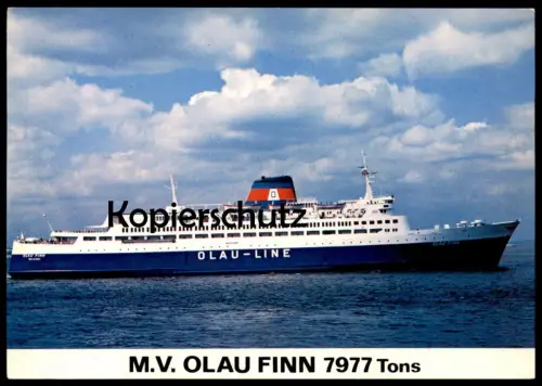 ÄLTERE POSTKARTE M.V. OLAU FINN 7977 TONS OLAU-LINE FÄHRE ferry Schiff Motorschiff ship bateau Ansichtskarte AK