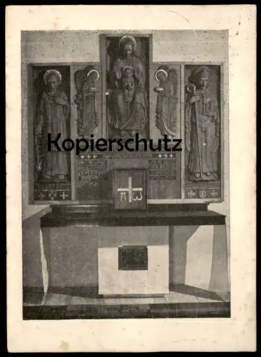 ALTE POSTKARTE PLETTENBERG MARIEN-ALTAR LAURENTIUS KIRCHE BILDHAUER BERNHARD GOHLA FOTO ANNI BORGAS SAUERLAND