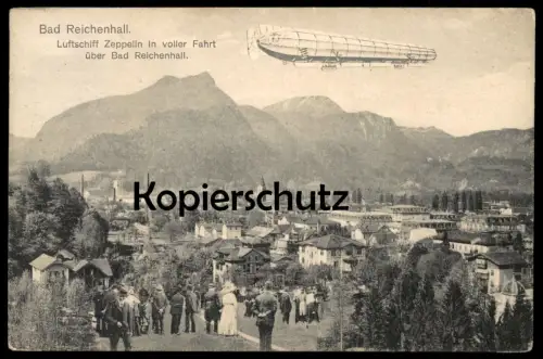 ALTE POSTKARTE LUFTSCHIFF GRAF ZEPPELIN IN VOLLER FAHRT ÜBER BAD REICHENHALL montage airship dirigeable aéronef aérostat
