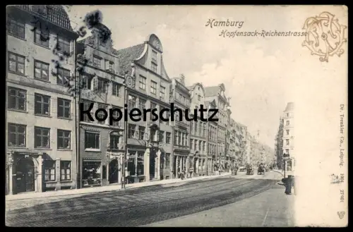 ALTE POSTKARTE HAMBURG HOPFENSACK-REICHENSTRASSE AUCTIONS LOKAL EMIL PLAGEMANN Ansichtskarte cpa AK postcard