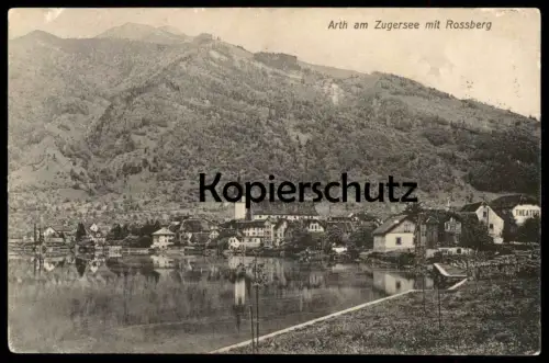 ALTE POSTKARTE ARTH AM ZUGERSEE SEE MIT ROSSBERG 1911 THEATER theatre Ansichtskarte AK postcard cpa