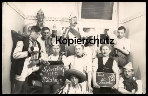 ALTE FOTO POSTKARTE SYLVESTER 1927 SÜLZHAYN PROST NEUJAHR 1928 FEIER ELLRICH THÜRINGEN Ansichtskarte postcard cpa photo