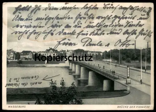 ALTE POSTKARTE MAGDEBURG BRÜCKE DER PIONIERE 1940 pont bridge Ansichtskarte postcard cpa AK