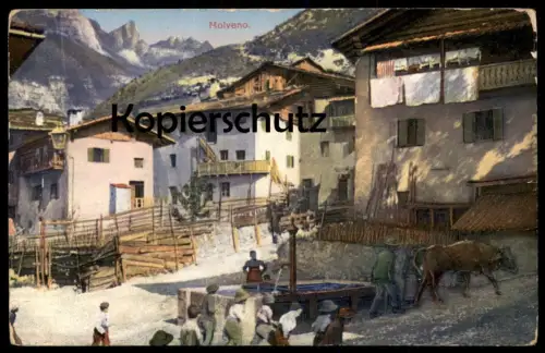 ALTE POSTKARTE MOLVENO BRUNNEN KUH BAUER VERLAG KAPPER TRENTO Trentino Südtirol Italien Italia italy Ansichtskarte AK