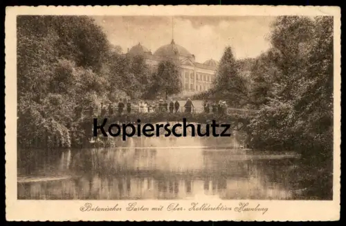 ALTE POSTKARTE HAMBURG BOTANISCHER GARTEN MIT OBER-ZOLLDIREKTION Zoll Ansichtskarte postcard AK cpa
