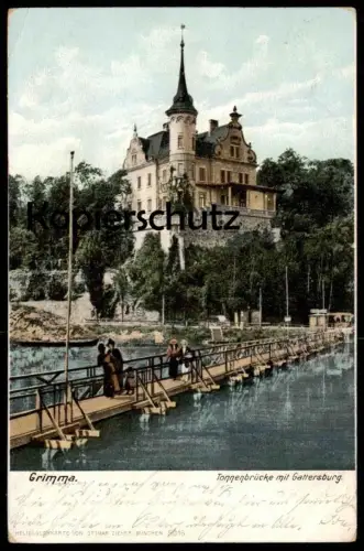 ALTE POSTKARTE GRIMMA TONNENBRÜCKE MIT GATTERSBURG Brücke bridge Burg Schloss castle chateau Ansichtskarte postcard cpa
