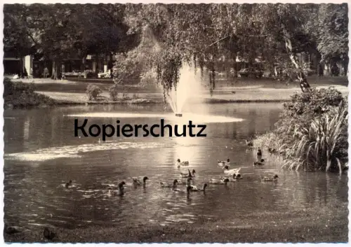 ÄLTERE POSTKARTE WIESBADEN PARK AN DER WILHELMSTRASSE ENTEN FONTÄNE ducks AK Ansichtskarte cpa postcard