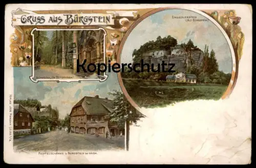 ALTE POSTKARTE GRUSS AUS BÜRGSTEIN SCHWOIKA HEIDA SLOUP V CECHACH Novy Bor Leipa Lipa Cvikov Tschechische Republik Ceska