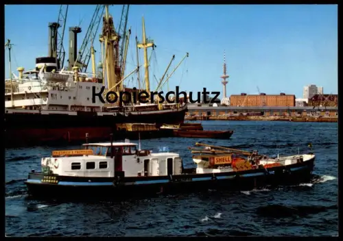 ÄLTERE POSTKARTE HAMBURG HAFEN SHELL FRIEDRICH G. FROMMANN SEEVE harbour port puerto Fracht Schiff ship Ansichtskarte