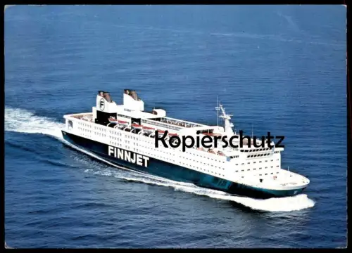 ÄLTERE POSTKARTE FÄHRE MS FINNJET SCHIFFSSTEMPEL FÄHRDIENST TRAVEMÜNDE HELSINKI ferry Schiff Motorschiff ship bateau AK