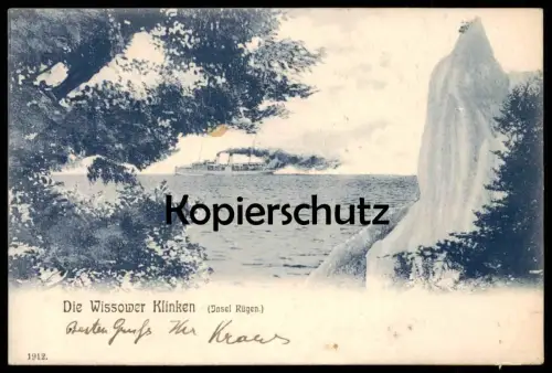 ALTE POSTKARTE DIE WISSOWER KLINKEN BEI SASSNITZ AUF RÜGEN MIT DAMPFER SCHIFF Kreidefelsen Ansichtskarte postcard cpa