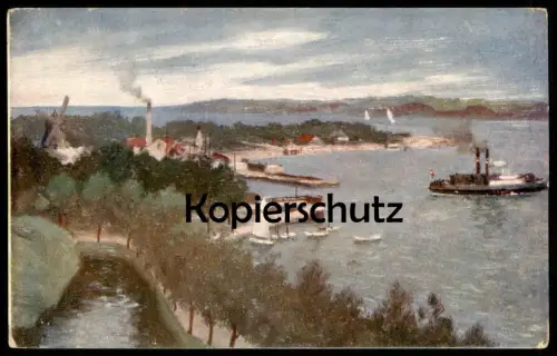 ALTE POSTKARTE KLEINER BELT MIT MOLEN WINDMÜHLE Mühle Mill Moulin à vent Windmill Denmark Danmark Dampfer postcard cpa