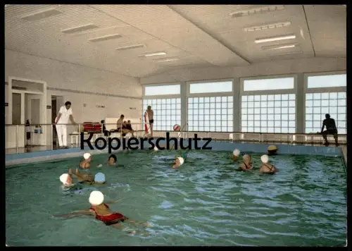 ÄLTERE POSTKARTE BALTRUM TEMPERIERTES SEEWASSER HALLENBAD Meerwasser wimming pool Bad piscine postcard AK Ansichtskarte