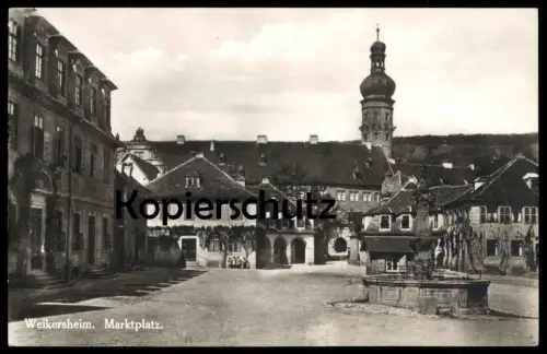 ALTE POSTKARTE WEIKERSHEIM MARKTPLATZ Markt Schloss Brunnen chateau castle postcard Ansichtskarte cpa AK