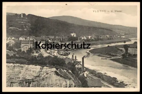 ALTE POSTKARTE VLOTHO AN DER WESER PANORAMA GESAMTANSICHT TOTAL FABRIK SCHORNSTEIN postcard cpa AK Ansichtskarte