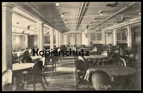 ALTE POSTKARTE SPEISE-SAAL I. CAJÜTE DAMPFER SPEISESAAL STEAMER SHIP STEAMSHIP SCHIFF HAMBURG-AMERIKA-LINIE postcard