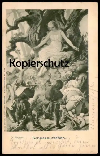 ALTE POSTKARTE SCHNEEWITTCHEN UND DIE 7 ZWERGE UM 1900 Märchen fairy tall snow white blanche-neige nains dwarfs cpa
