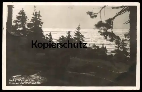 ALTE POSTKARTE HOHE MENSE BLICK AUF DAS WOLKENMEER Wolke Wolken clouds Orlica Vrchmezi Sudeten Ansichtskarte postcard AK
