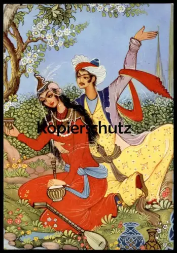 ÄLTERE KÜNSTLER POSTKARTE MINIYATOR PAAR OUD UD couple Iran Persia Ansichtskarte postcard cpa AK