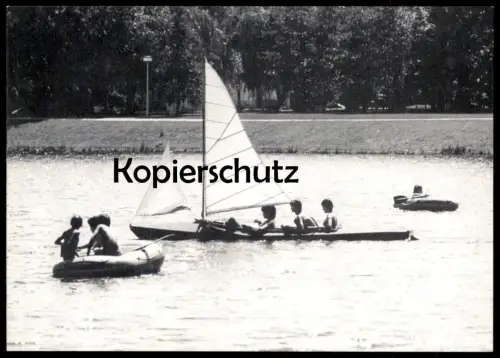 ÄLTERE POSTKARTE WARENDORF EMSSEE See Ems Schlauchboot Boot AK cpa postcard Ansichtskarte