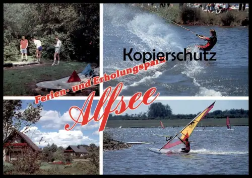 ÄLTERE POSTKARTE ERHOLUNGSPARK RIESTE ALFSEE WASSERSKI MINIGOLF SURFEN water ski nautique waterski postcard cpa