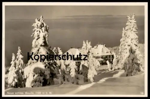 ALTE POSTKARTE NEUE SCHLESISCHE BAUDE BESITZER H. ALDOPH RIESENGEBIRGE BAHNPOST HIRSCHBERG Szklarska Schlesien postcard