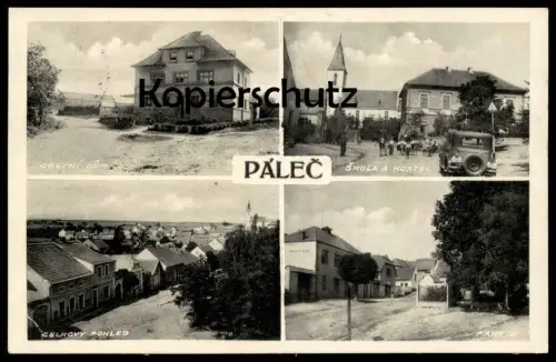 ALTE POSTKARTE PALEC SKOLA OBECNI DUM CELKOVY POHLED Ceska Tschechische Repubilk Czech republic Ansichtskarte postcard