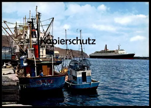 ÄLTERE POSTKARTE SANTA CRUZ DE TENERIFE KREUZFAHRTSCHIFF QUEEN ELISABETH II 26.04. 1969 Teneriffa Schiff ship postcard