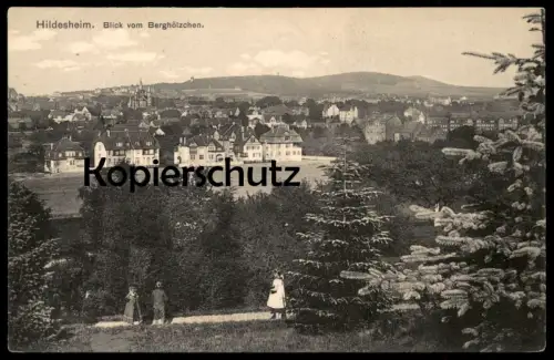ALTE POSTKARTE HILDESHEIM BLICK VOM BERGHÖLZCHEN WANDERER PANORAMA cpa postcard AK Ansichtskarte