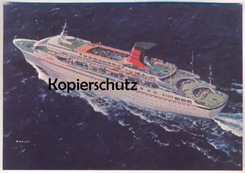 ÄLTERE POSTKARTE MS CUNARD COUNTESS KREUZFAHRTSCHIFF AUTOGRAPH CAPTAIN PETER JACKSON ship postcard Autogramm Maiden Voy.