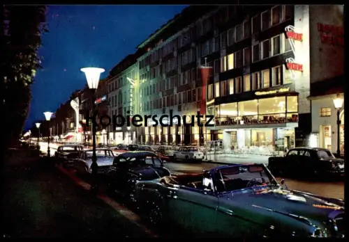 ÄLTERE POSTKARTE WIESBADEN HOTEL BLUM KONDITOREI CAFE HENKELL MERCEDES CABRIO VW KÄFER Ansichtskarte cpa postcard AK