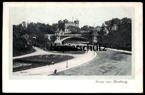 ALTE POSTKARTE GRUSS AUS HAMBURG SEEWARTE KERSTEN MILES BRÜCKE Ansichtskarte postcard AK cpa