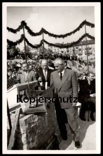 ALTE FOTO POSTKARTE BAD HOMBURG GRUNDSTEINLEGUNG KURHAUS 02.09.1950 SPIELBANK DIREKTOR HEITMANN postcard Ansichtskarte