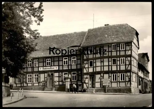 ÄLTERE POSTKARTE SCHWANEBECK ERNST-THÄLMANN-PLATZ STRASSENSCHILDER BARNEBERG OSCHERSLEBEN BADERSLEBEN Sachsen-Anhalt