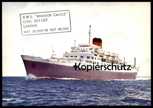 ÄLTERE POSTKARTE R.M.S. WINDSOR CASTLE LONDON KREUZFAHRTSCHIFF Schiff Motorschiff ship bateau Ansichtskarte AK postcard