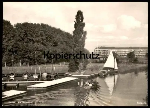 ÄLTERE POSTKARTE EMDEN AM NORDERTOR SEGELBOOT MOTORBOOT VERLAG FRIEDA PAMPERIN Ansichtskarte postcard cpa AK