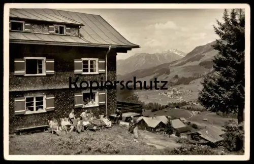 ALTE POSTKARTE HIRSCHEGG HAUS BERGHEIMAT 1953 SONNENLIEGEN SONNEN WALSERTAL Kleinwalsertal Ansichtskarte AK postcard cpa