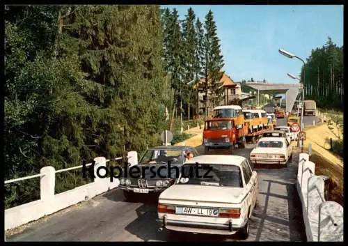 ÄLTERE POSTKARTE WAIDHAUS GRENZÜBERGANG BMW OPEL LKW MIT ANHÄNGER BUS ROBUR ? Autos Auto car cars pickup Grenze border