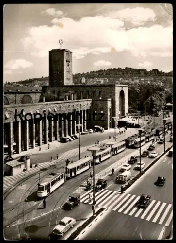 ÄLTERE POSTKARTE STUTTGART HAUPTBAHNHOF TAXEN STRASSENBAHN Bahnhof station gare traffic Ansichtskarte AK cpa postcard