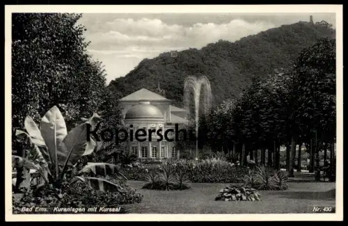 ALTE POSTKARTE BAD EMS KURANLAGEN MIT KURSAAL SPRINGBRUNNEN FONTAINE Ansichtskarte cpa postcard AK