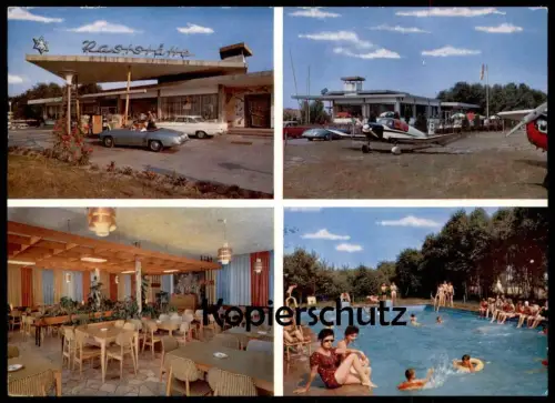 ÄLTERE POSTKARTE SPORTFLUGPLATZ HOTEL GASTSTÄTTE BIRKENHEIDE PFALZ BEI LUDWIGSHAFEN FLUGHAFEN Airport Mercedes Cabrio SL