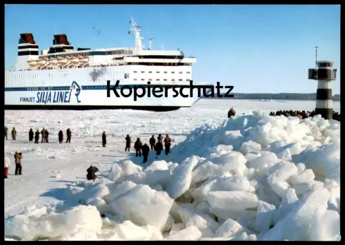 ÄLTERE POSTKARTE FINNJET SILJA LINE EISWINTER IN TRAVEMÜNDE EISGANG EISSCHOLLE Schiff Motorschiff ship bateau postcard
