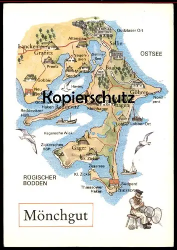 ÄLTERE POSTKARTE LANDKARTE MÖNCHGUT RÜGEN GÖHREN GAGER GR. ZICKER REDDEWITZ HAVING SEEDORF BAABE map AK postcard cpa