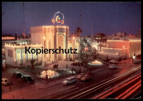 ÄLTERE POSTKARTE LIBYA THE DEVELOPMENT IN THE L.A.R. ENTRANCE OF THE INTERNATIONAL EXHIBITION VW KÄFER postcard cpa AK