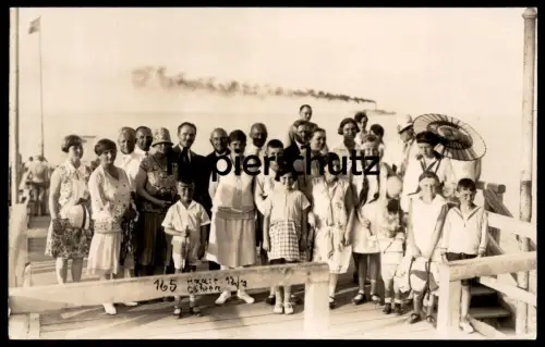 ALTE FOTO POSTKARTE GÖHREN 12.07.1927 HAASE RÜGEN DAMPFER IM HINTERGRUND Schirm umbrella parapluie cpa photo AK