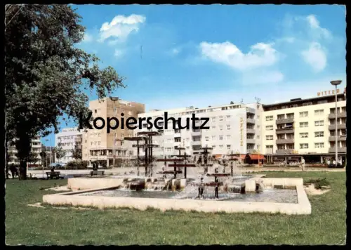 ÄLTERE POSTKARTE BOCHUM WATTENSCHEID AUGUST BEBEL PLATZ Springbrunnen Brunnen fontaine fountain Ansichtskarte postcard