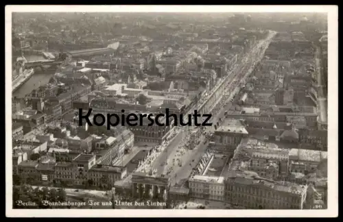 ALTE POSTKARTE BERLIN BRANDENBURGER TOR UND UNTER DEN LINDEN FESTSCHMUCK FLIEGERAUFNAHME OLYMPIA 1936 ? Ansichtskarte