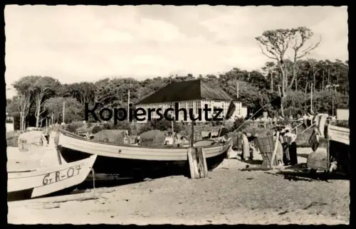 ÄLTERE POSTKARTE GRAAL-MÜRITZ STRANDHALLE SEEBLICK FISCHERBOOTE FISCHER BOOT Gr.R-07 cpa postcard Ansichtskarte AK