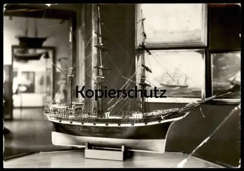 ÄLTERE POSTKARTE ROSTOCK MODELL EINER ROSTOCKER BARK MODELLSCHIFF Segelschiff clipper miniature model ship cpa postcard
